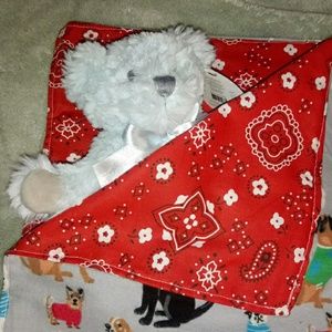 Bandana Red & Grey Dog Baby Blanket